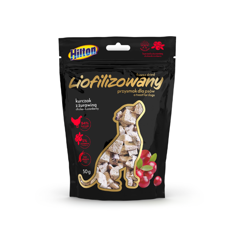 HILTON liofilizēti vista un dzērv našķi suņiem 50g